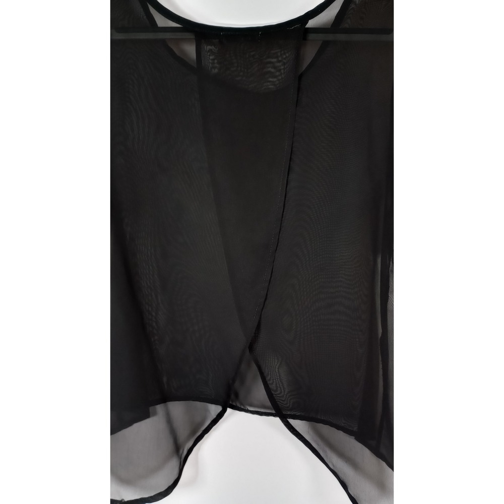 Kirra Black Sheer Blouse Sz L Flowy Crossover Back Whimsigoth Dark Romance Party - Picture 3 of 8